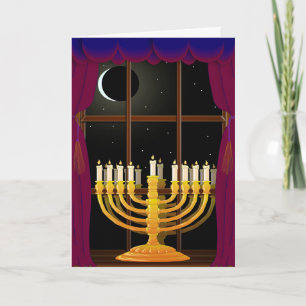 Cartes Pour Fêtes Annuelles Menorah Dans La Fenêtre