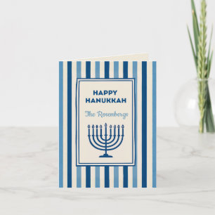 Cartes Pour Fêtes Annuelles Menorah de Hanukkah rayures tendance personnalisée