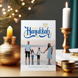 Cartes Pour Fêtes Annuelles Menorah d'or "Happy Hanoukka"