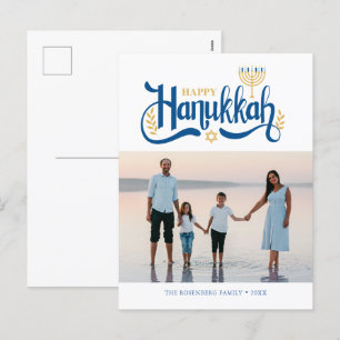 Cartes Pour Fêtes Annuelles Menorah d'or "Happy Hanoukka"