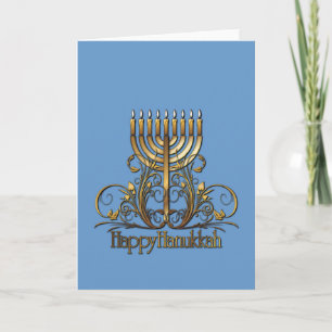 Cartes Pour Fêtes Annuelles Menorah Hanoukka Salutation