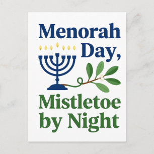 Cartes Pour Fêtes Annuelles Menorah le jour Gui de Noël la nuit Christmukkah J