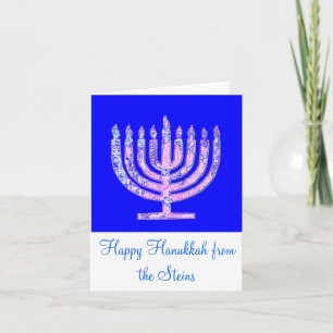Cartes Pour Fêtes Annuelles Menorah rose bleu 4Henry