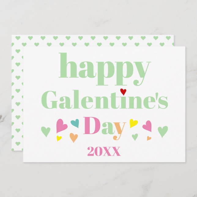 Cartes Pour Fêtes Annuelles Menthe verte typographie Joyeux Jour des Galentine (Devant / Derrière)