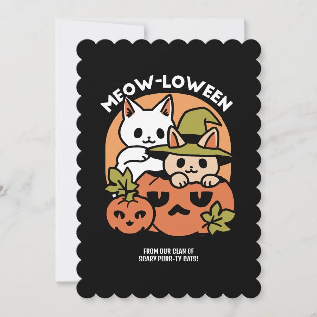Cartes Pour Fêtes Annuelles Meow-Loween - Festive Halloween Conception de chat (Devant)