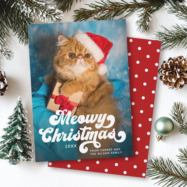 Cartes Pour Fêtes Annuelles MeowChristmas Simple Fun Photo moderne (Créateur téléchargé)