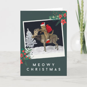 Cartes Pour Fêtes Annuelles Meowny Christmas - Cat Riding Reindeer