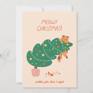 Cartes Pour Fêtes Annuelles Meowny Christmas - Mischievous Feline Fun