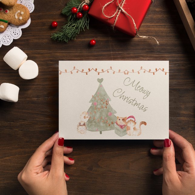 Cartes Pour Fêtes Annuelles Meowy Amoureux des chats de Noël personnalisé (Créateur téléchargé)