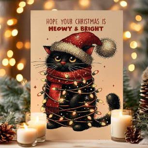Cartes Pour Fêtes Annuelles Meowy & Bright Chat illuminé Noël drôle