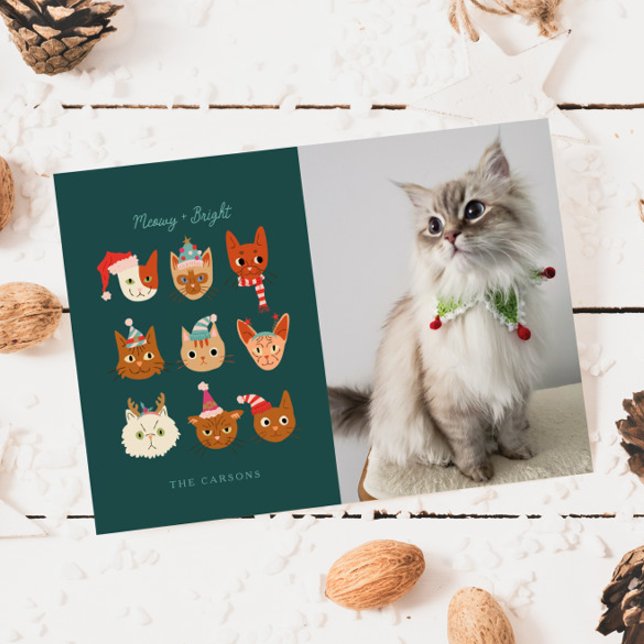 Cartes Pour Fêtes Annuelles Meowy & Bright Winter Cats Photo Noël (Créateur téléchargé)