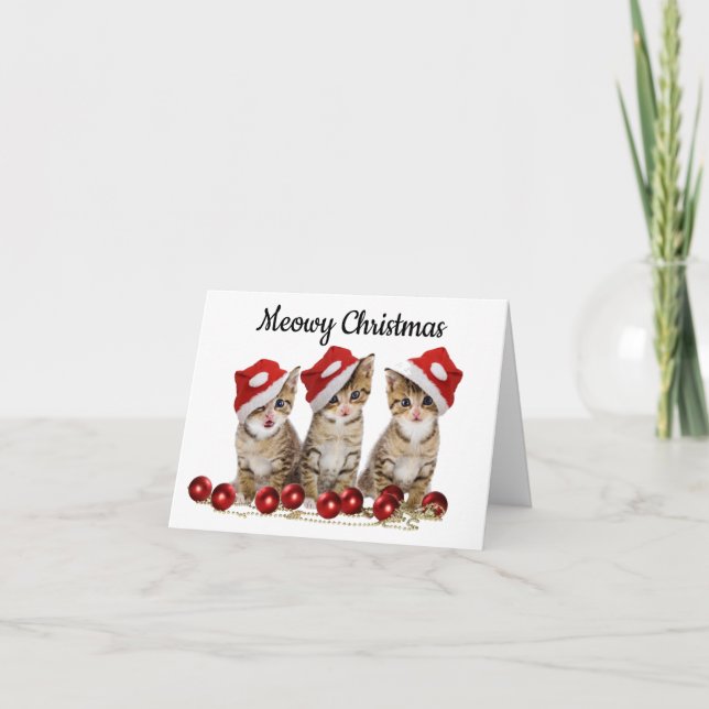 Cartes Pour Fêtes Annuelles Meowy Christmas Card pour les Amoureux de les chat (Devant)