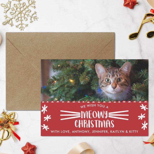 Cartes Pour Fêtes Annuelles Méowy Christmas | Cat Holiday Photo (Créateur téléchargé)