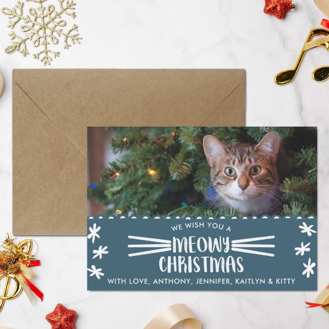 Cartes Pour Fêtes Annuelles Méowy Christmas | Cat Holiday Photo (Créateur téléchargé)