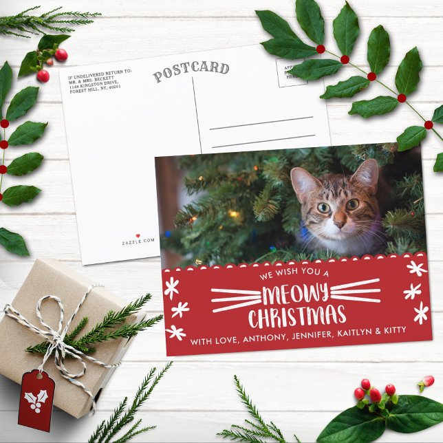 Cartes Pour Fêtes Annuelles Méowy Christmas | Cat Holiday Photo (Créateur téléchargé)