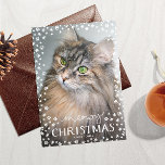 Cartes Pour Fêtes Annuelles Meowy Christmas Cat Lover Holiday Photo Card<br><div class="desc">Envoyez cette carte de Noël "meowy Christmas" cette saison et partagez le visage de votre bébé en fourrure avec vos proches. Après tout, votre chat fait partie de la famille ! Customisez cette carte avec une photo de votre animal et le texte de votre choix sur le devant. Ajoutez une...</div>
