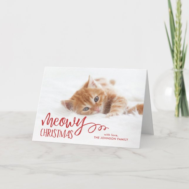 Cartes Pour Fêtes Annuelles Meowy Christmas Chat Pet Photo (Devant)