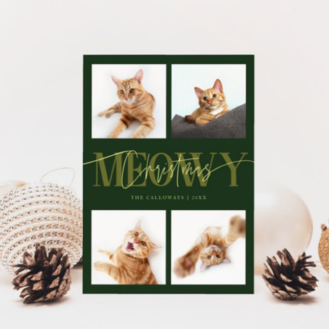 Cartes Pour Fêtes Annuelles Meowy Christmas Chat Photos Green Christmas (Créateur téléchargé)