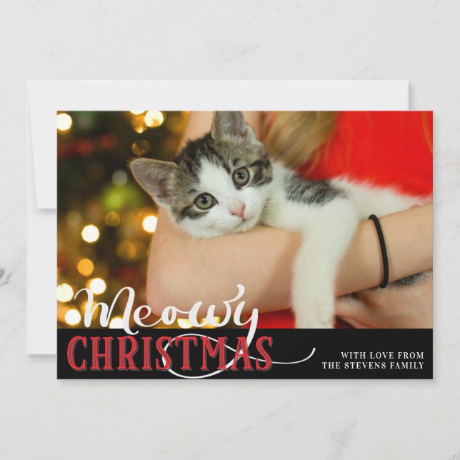 Cartes Pour Fêtes Annuelles Meowy Christmas Cute Cat Ajouter Votre Photo Perso (Devant)