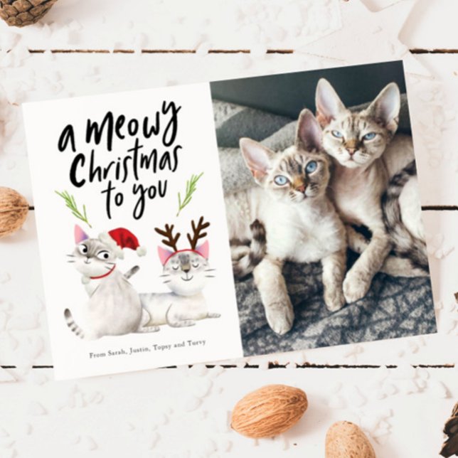 Cartes Pour Fêtes Annuelles Meowy Christmas Cute Cat Photo (Créateur téléchargé)