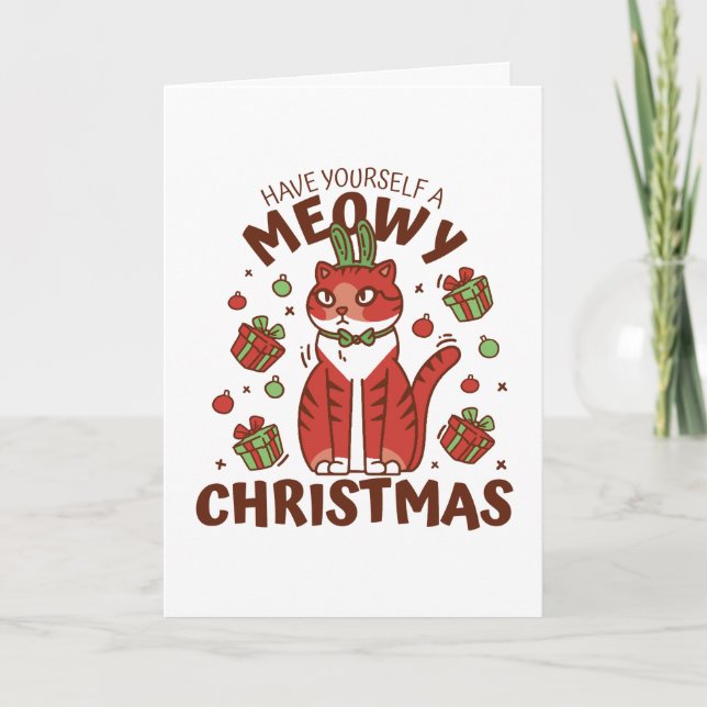 Cartes Pour Fêtes Annuelles Meowy Christmas Holiday Card (Devant)