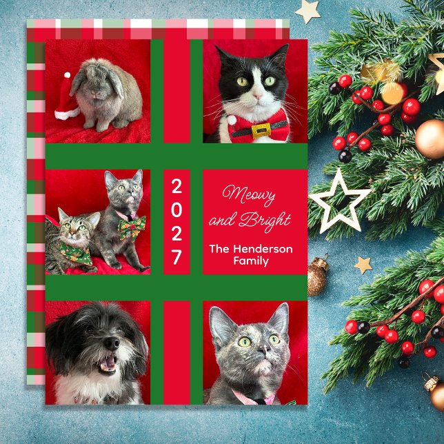 Cartes Pour Fêtes Annuelles Meowy Christmas Multi Five Cat Photo (Créateur téléchargé)