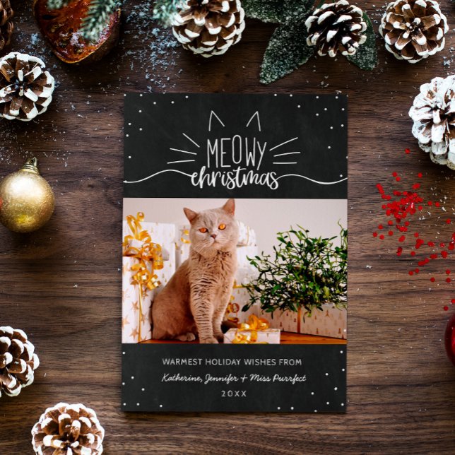 Cartes Pour Fêtes Annuelles Meowy Christmas - Photo de Noël de chat (Créateur téléchargé)