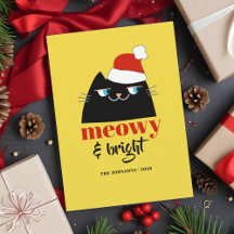 Meowy et Bright Funny Cat Noël