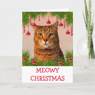 Cartes Pour Fêtes Annuelles Meowy Noël mignonne Fête du chat