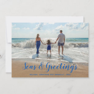 Cartes Pour Fêtes Annuelles Mer Bleue et Salutations Plage Noël