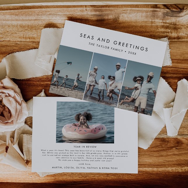 Cartes Pour Fêtes Annuelles Mer Chic et salutations Année en revue 4 Photo (Créateur téléchargé)