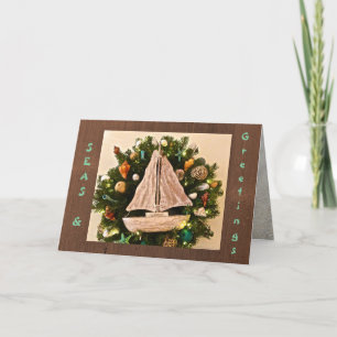 Cartes Pour Fêtes Annuelles Mer Côtière Tropicale & Salutations Plage Noël