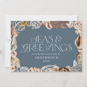 Cartes Pour Fêtes Annuelles Mer de Noël et salutations modernes Ho