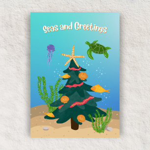 Cartes Pour Fêtes Annuelles Mer et salutations amusantes Ocean Christmas Tree