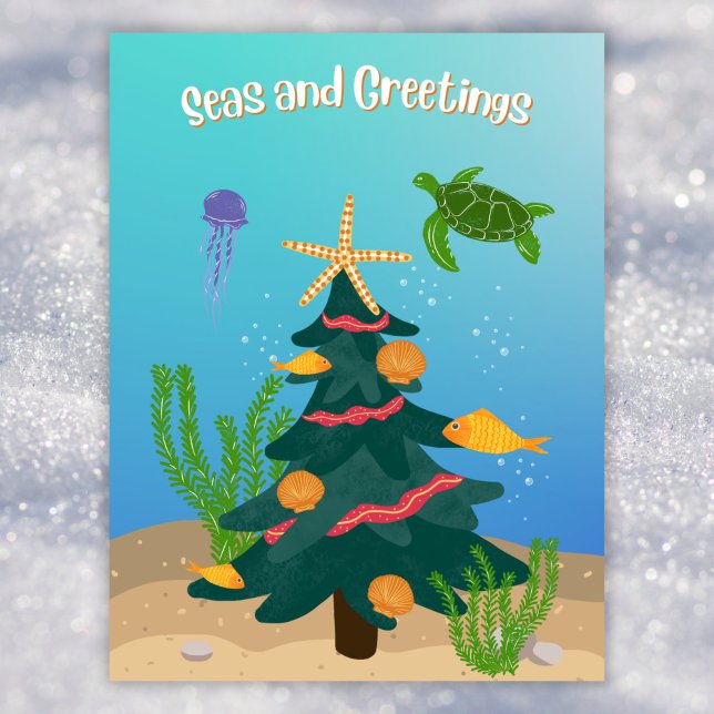Cartes Pour Fêtes Annuelles Mer et salutations amusantes Ocean Christmas Tree  (Créateur téléchargé)