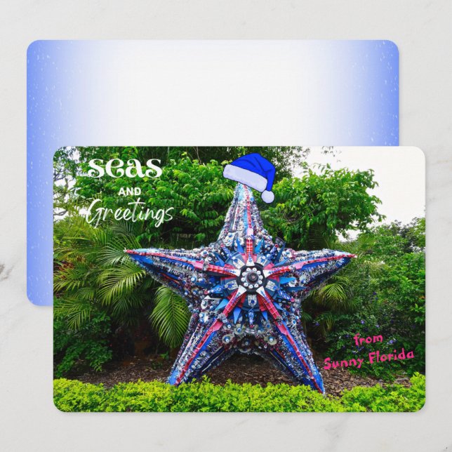 Cartes Pour Fêtes Annuelles Mer et salutations de Sunny Florida Noël (Devant / Derrière)
