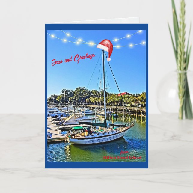 Cartes Pour Fêtes Annuelles Mer et salutations Hilton Head Island Christmas (Devant)