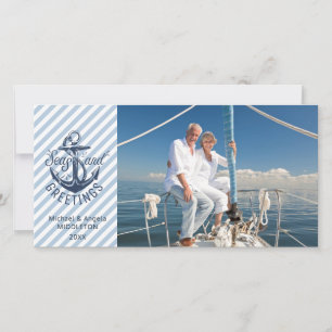 Cartes Pour Fêtes Annuelles "Mer et salutations" nautiques - Ancre de la Marin