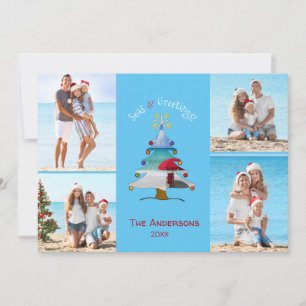 Cartes Pour Fêtes Annuelles Mer et salutations Photo Plage de Noël Hol