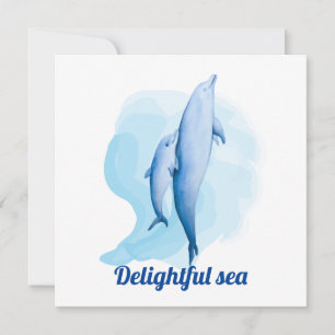 Cartes Pour Fêtes Annuelles Mer Extraordinaire avec dauphins