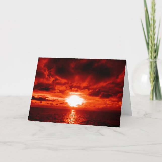Cartes Pour Fêtes Annuelles Mer Red Sunset (Devant)