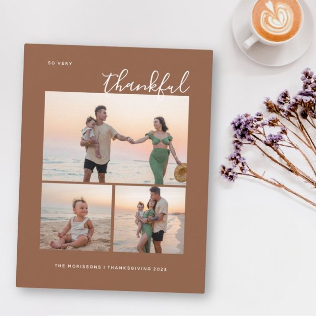 Cartes Pour Fêtes Annuelles Merci 3 bon thanksgiving photo de famille chute h (Créateur téléchargé)