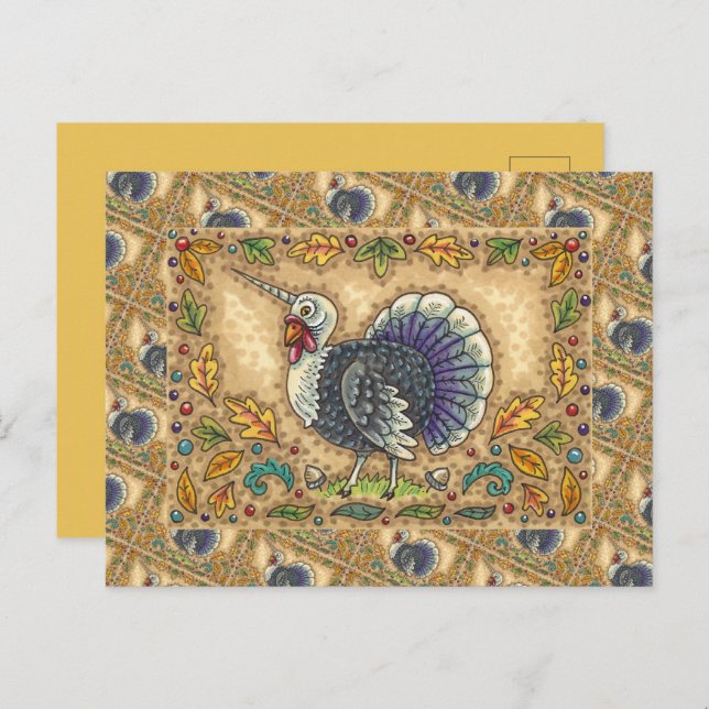 CARTES POUR FÊTES ANNUELLES MERCI À L'UNICORN TURQUIE, IMAGINAIRE CONSIDÉRABLE (Devant / Derrière)