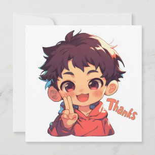 Cartes Pour Fêtes Annuelles Merci Anime Boy