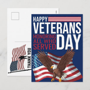 Cartes Pour Fêtes Annuelles Merci aux vétérans Drapeau américain Jour du souve