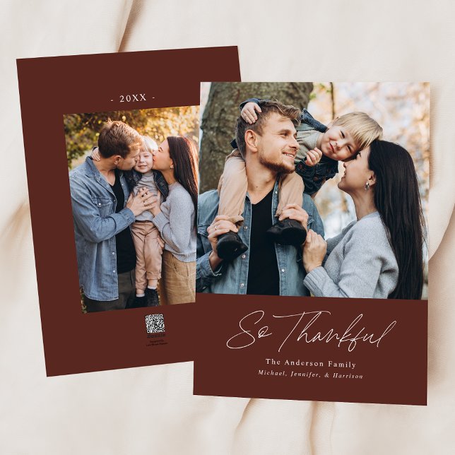 Cartes Pour Fêtes Annuelles Merci Brown 2 Photo Thanksgiving (Créateur téléchargé)