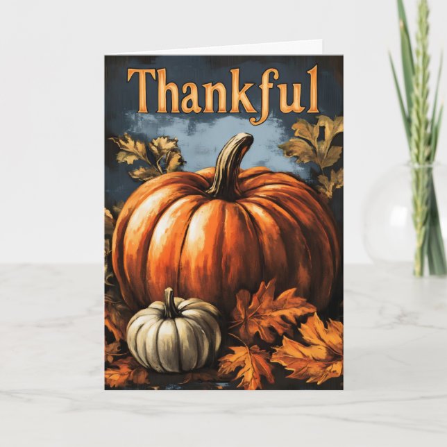 Cartes Pour Fêtes Annuelles Merci Citrouille rétro Thanksgiving (Devant)