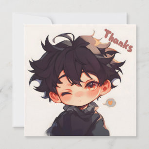 Cartes Pour Fêtes Annuelles Merci Cute Anime Boy