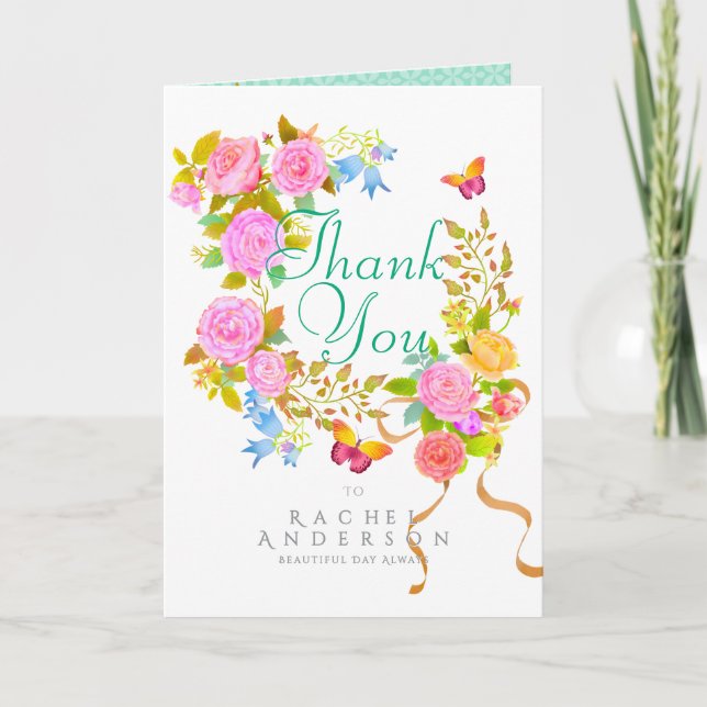 Cartes Pour Fêtes Annuelles Merci de jardin florissant (Devant)