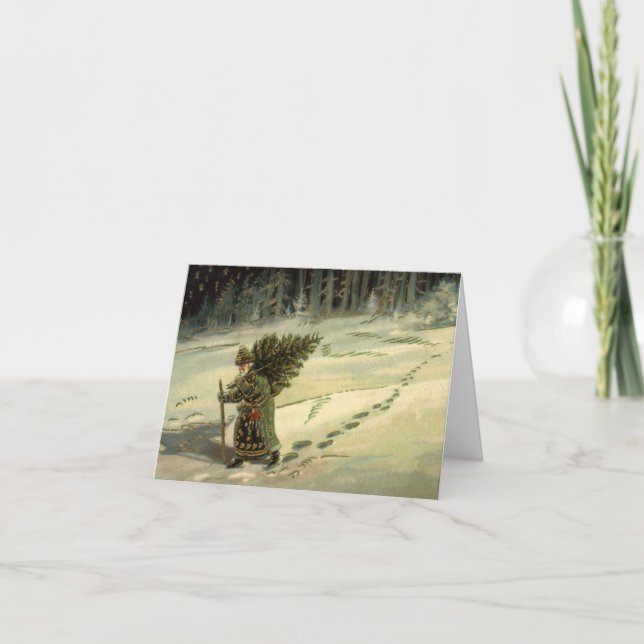 Cartes Pour Fêtes Annuelles Merci de Noël vintage (Devant)